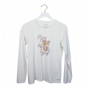 LIFE IS GOOD Classic Fit. Tee Long Sleeves "You Had Me At Woof" Dog Lover - M